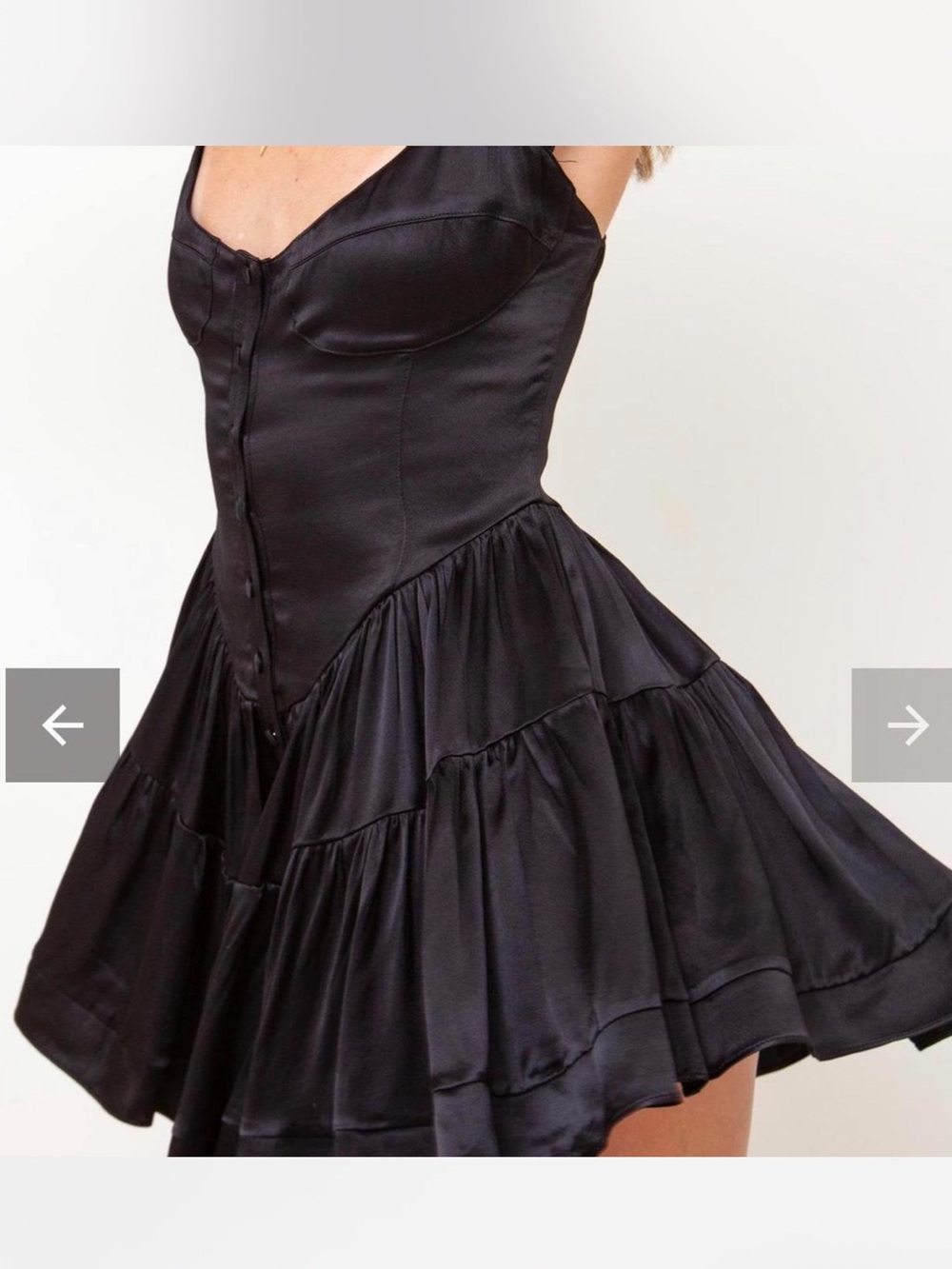 Vanessa Mooney Elisabeth Romper Dress in Black Satin Size 2X
